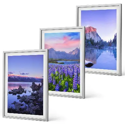 Wanddecoratie set schilderijen Landschappen van bergen met water en lucht