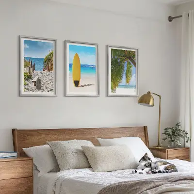 Fotowand met vakantiestranden, golven en palmbomen