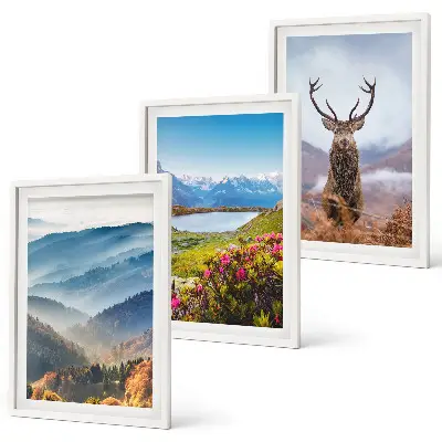 Wanddecoratie set schilderijen Herten bij het bergmeer, natuur