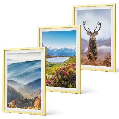 Wanddecoratie set schilderijen Herten bij het bergmeer, natuur