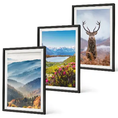 Wanddecoratie set schilderijen Herten bij het bergmeer, natuur