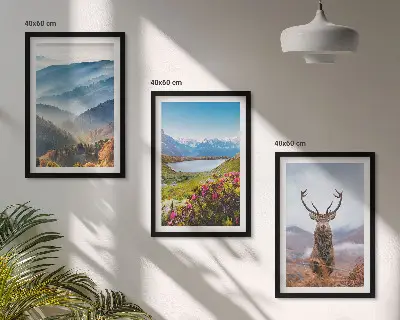 Wanddecoratie set schilderijen Herten bij het bergmeer, natuur