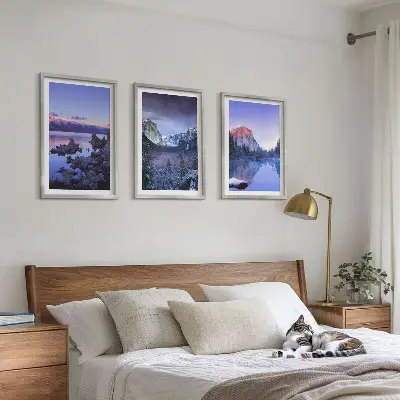 Fotowand berglandschap bij zonsondergang aan het water