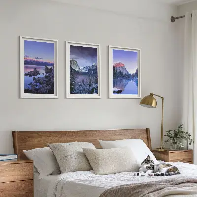 Fotowand berglandschap bij zonsondergang aan het water