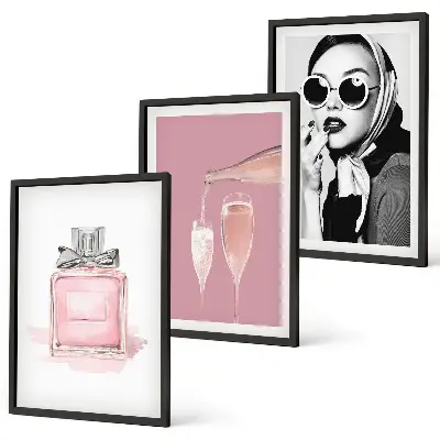 Fotowand met stijlvolle roze accessoires