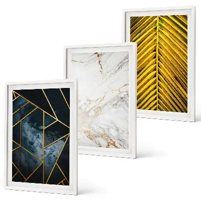 Wanddecoratie set schilderijen Geometrische patronen en vegetatie