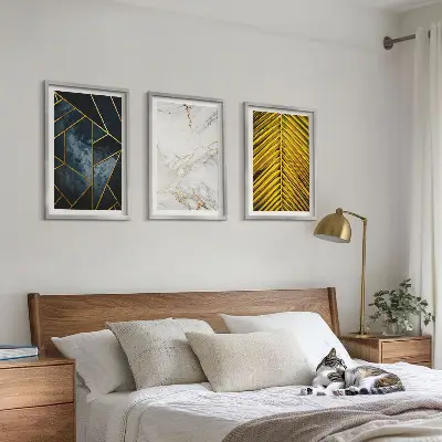 Wanddecoratie set schilderijen Geometrische patronen en vegetatie