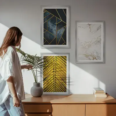 Wanddecoratie set schilderijen Geometrische patronen en vegetatie