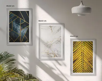 Wanddecoratie set schilderijen Geometrische patronen en vegetatie