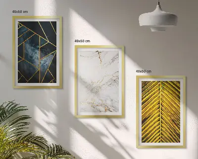 Wanddecoratie set schilderijen Geometrische patronen en vegetatie