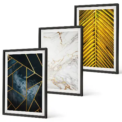 Wanddecoratie set schilderijen Geometrische patronen en vegetatie