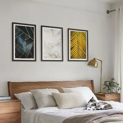 Wanddecoratie set schilderijen Geometrische patronen en vegetatie
