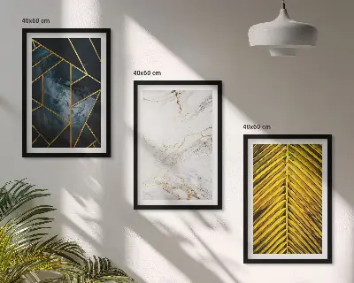 Wanddecoratie set schilderijen Geometrische patronen en vegetatie