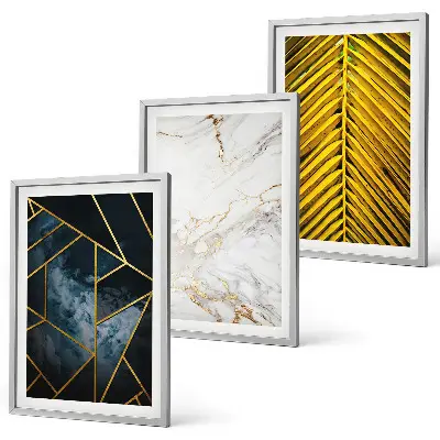 Wanddecoratie set schilderijen Geometrische patronen en vegetatie