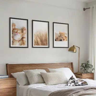 Wanddecoratieset schilderijen met schattige katten en honden in boho stijl