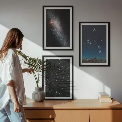 Wanddecoratie set schilderijen met kosmische sterrenstelsels