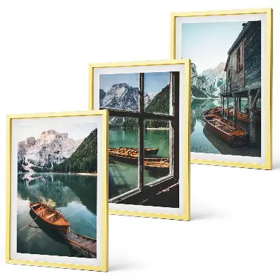 Wanddecoratie set schilderijen Boothuis aan het bergmeer