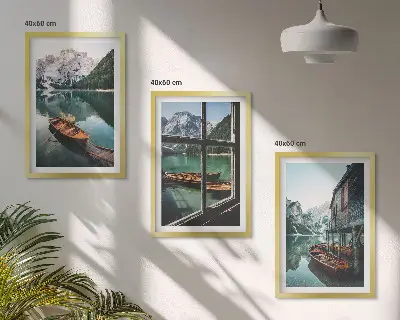 Wanddecoratie set schilderijen Boothuis aan het bergmeer