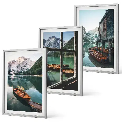 Wanddecoratie set schilderijen Boothuis aan het bergmeer