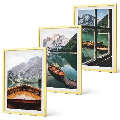 Fotowand bergmeer met boten en raamdecoratie