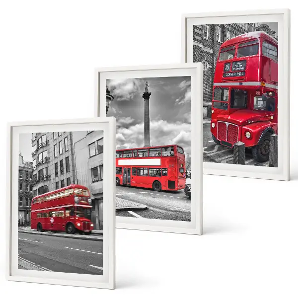 Wanddecoratie set schilderijen met rode bussen uit Londen