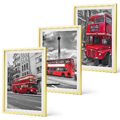 Wanddecoratie set schilderijen met rode bussen uit Londen