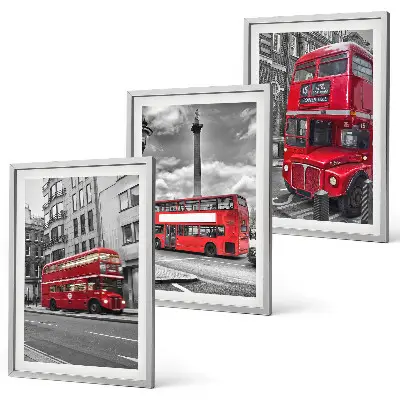 Wanddecoratie set schilderijen met rode bussen uit Londen