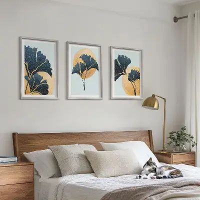 Fotowand ginkgobladeren met een lichte achtergrond