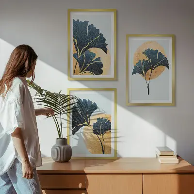 Fotowand ginkgobladeren met een lichte achtergrond