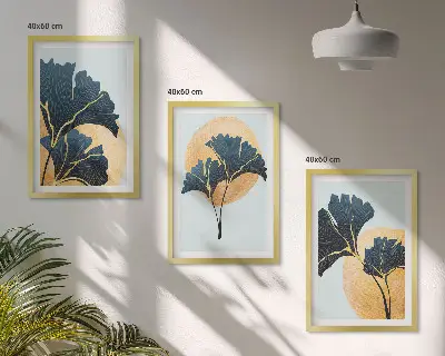 Fotowand ginkgobladeren met een lichte achtergrond
