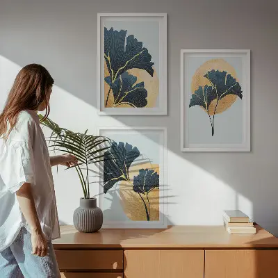 Fotowand ginkgobladeren met een lichte achtergrond