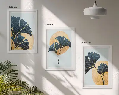 Fotowand ginkgobladeren met een lichte achtergrond