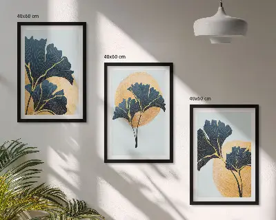 Fotowand ginkgobladeren met een lichte achtergrond
