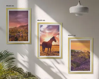 Wanddecoratie set schilderijen Berglandschap met een paard