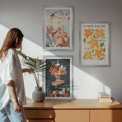 Fotowand met bloemenportretten en boeketten