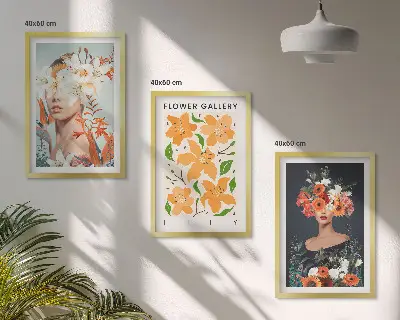 Fotowand met bloemenportretten en boeketten