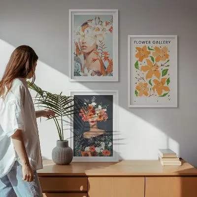 Fotowand met bloemenportretten en boeketten
