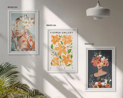 Fotowand met bloemenportretten en boeketten