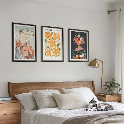 Fotowand met bloemenportretten en boeketten