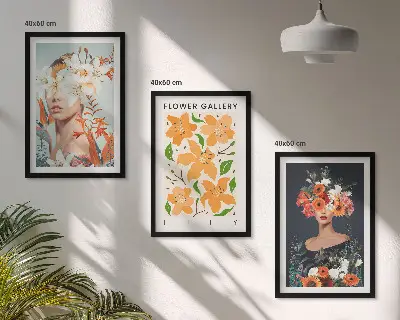 Fotowand met bloemenportretten en boeketten