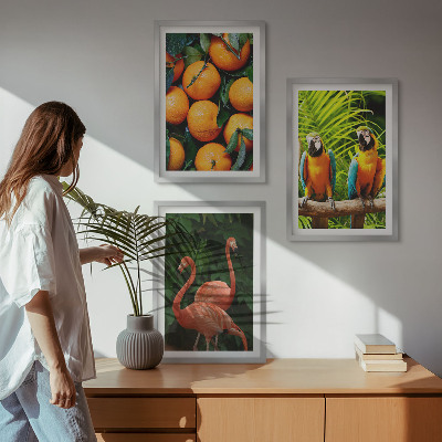 Wanddecoratie set schilderijen Fruitige accenten in de tropen
