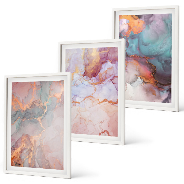 Wanddecoratie set schilderijen Abstracte pastelpatronen