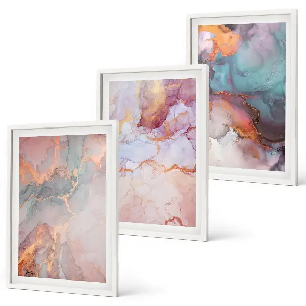 Wanddecoratieset schilderijen met abstracte pastelpatronen