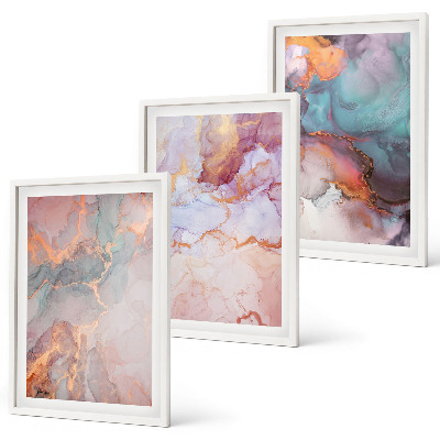 Wanddecoratie set schilderijen Abstracte pastelpatronen