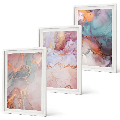 Wanddecoratieset schilderijen met abstracte pastelpatronen