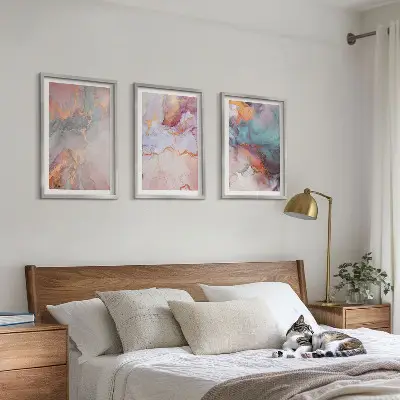 Wanddecoratieset schilderijen met abstracte pastelpatronen