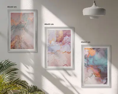 Wanddecoratieset schilderijen met abstracte pastelpatronen