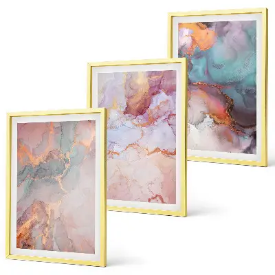 Wanddecoratieset schilderijen met abstracte pastelpatronen
