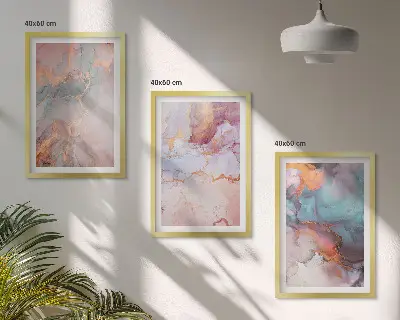 Wanddecoratieset schilderijen met abstracte pastelpatronen
