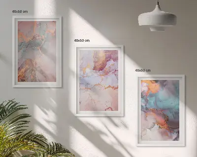 Wanddecoratieset schilderijen met abstracte pastelpatronen